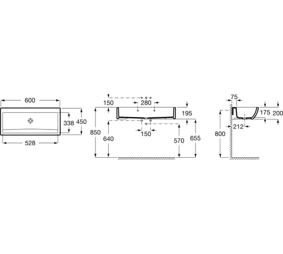 Раковина ROCA ACCESS WB WH 600X450 мм, белая 368PB9000 00000060559