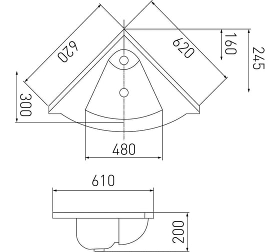 Раковина Акватон Сергей 62 см белая 1A700131SR010 00000062334