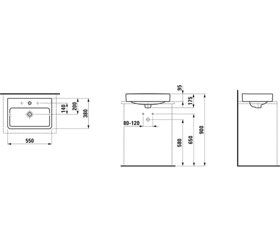 Раковина Laufen Pro S 55х38 см 8.1295.2.000.104.1 00000022428