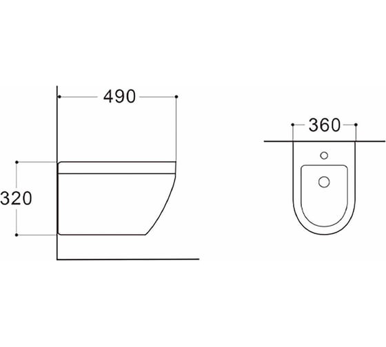 Биде подвесное AQ1099-00 ЛЕЯ 490х360х320 мм, крепеж 00000134487