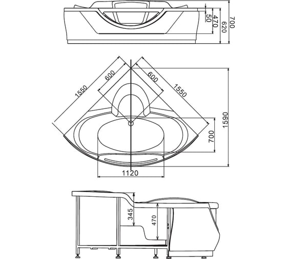 Акриловая ванна GEMY G9025 II C