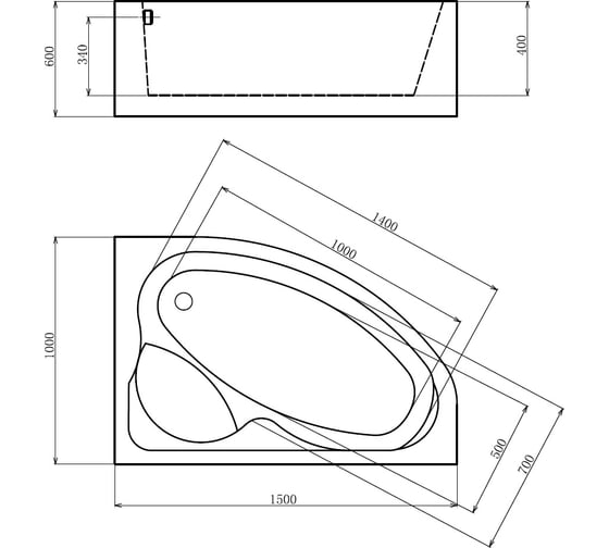 Акриловая ванна GEMY G9009 B R
