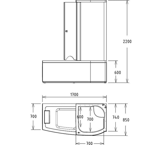 Акриловая ванна GEMY G8040 C R