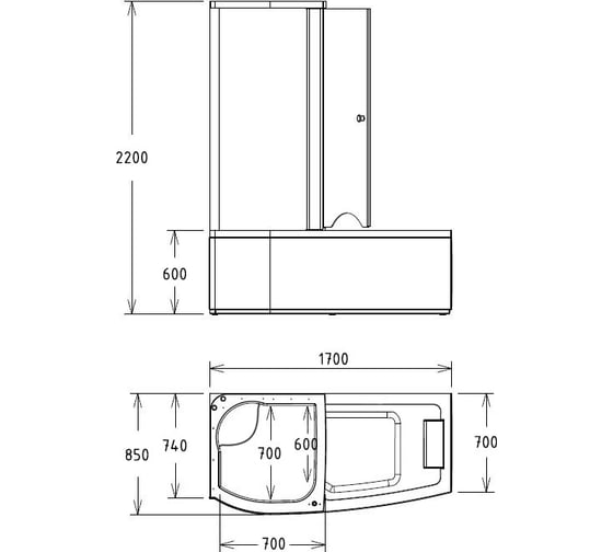 Акриловая ванна GEMY G8040 C L