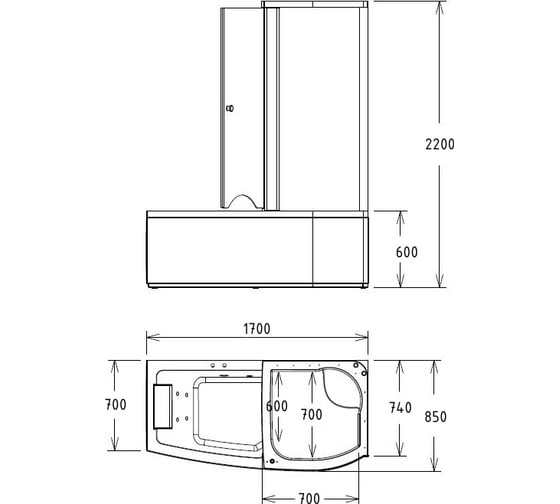 Акриловая ванна GEMY G8040 B R