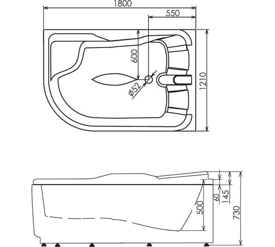 Акриловая ванна GEMY G9083 B R