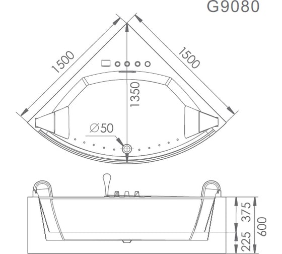 Акриловая ванна GEMY G9080 O