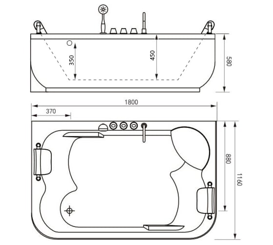 Акриловая ванна GEMY G9085 B R