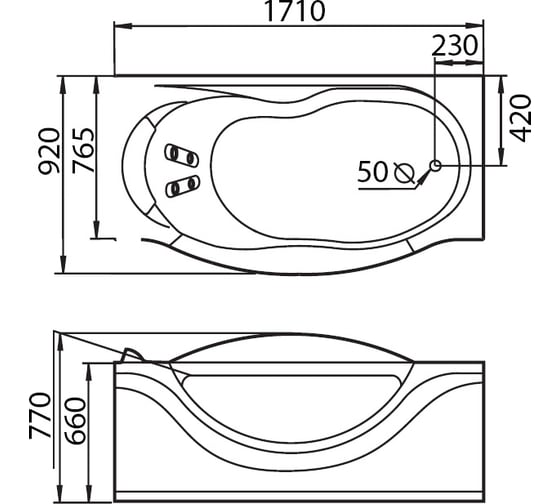 Акриловая ванна GEMY G9072 O R
