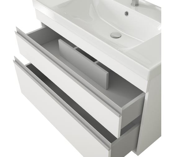 Тумба с раковиной напольная Dreja grace plus, 90 см, 2 ящика, с опорами, белый глянец - 99.0906-641617 99.0906K