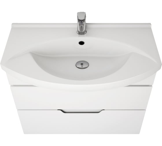 Тумба с раковиной напольная Dreja laguna plus, 85 см, 2 ящика, с опорами, белый глянец - 99.0107-191676 99.0107K