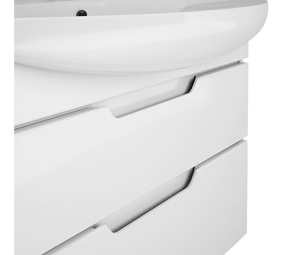 Тумба с раковиной напольная Dreja laguna plus, 75 см, 2 ящика, с опорами, белый глянец - 99.0106-028230 99.0106K
