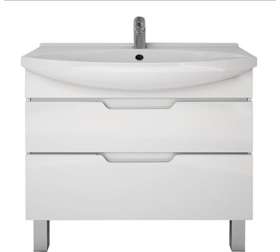 Тумба с раковиной напольная Dreja laguna plus, 105 см, 2 ящика, с опорами, белый глянец - 99.0108-191683 99.0108K