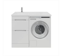 Напольная тумба для ванной комнаты Sanstar Толедо 50 с раковиной Даллас 110 левая, белая 428.1-1.4.1.КЛДАЛ