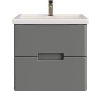 Подвесная тумба для ванной комнаты Sanstar Noche 50 с раковиной Фостер 50, графит софт 421.1-1.4.1.КФОС