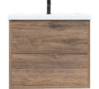 Тумба подвесная Sanstar Siva 60 Дуб веллингтон табак с раковиной Фостер 60 433.1-1.4.1.КФОС