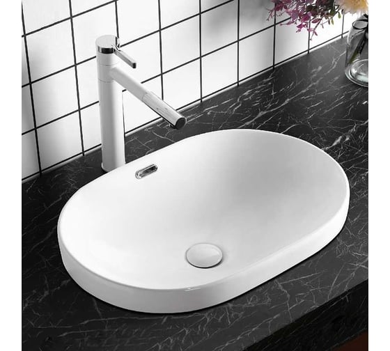 Накладная раковина Cerutti SPA 60 см, овальная, цвет белый 9861