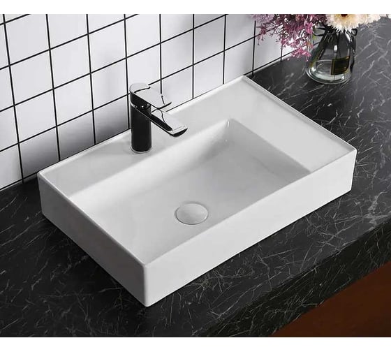 Накладная раковина Cerutti SPA 60 см, прямоугольная, цвет белый 9863
