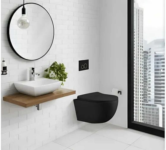 Унитаз подвесной Cerutti SPA ORLTER Aria MBF черный матовый, безободковый, с сиденьем микролифт 10017