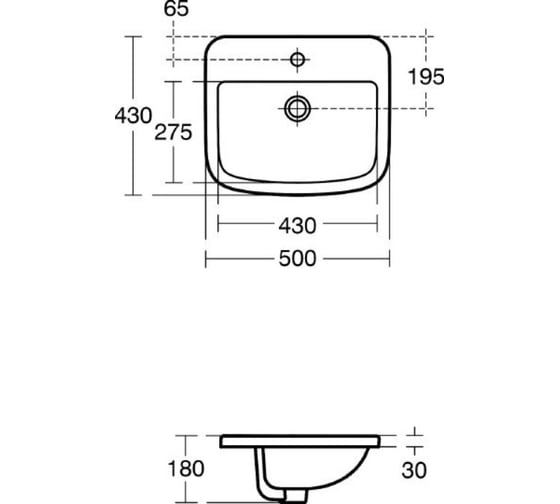 Встраиваемый умывальник IDEAL STANDARD Tempo 50 см T059201 00000033056