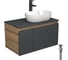 Комплект для ванной Bauedge 4 предмета (Тумба подвесная Bau Blackwood 80 графит + Раковина BAU 48x34 + Смеситель высокий Hotel Black, черный, выпуск черный) BD2717 1