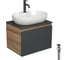 Комплект для ванной Bauedge 4 предмета (Тумба подвесная Blackwood 60 графит + Раковина BAU 60x42, с отв. под см-ль + Смеситель Dream Black, выпуск черный) BD2705 1