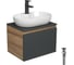 Комплект для ванной Bauedge 4 предмета (Тумба подвесная Blackwood 60 графит + Раковина BAU 60x42, с отв. под см-ль + Смеситель Hotel Black, выпуск черный) BD2702 1