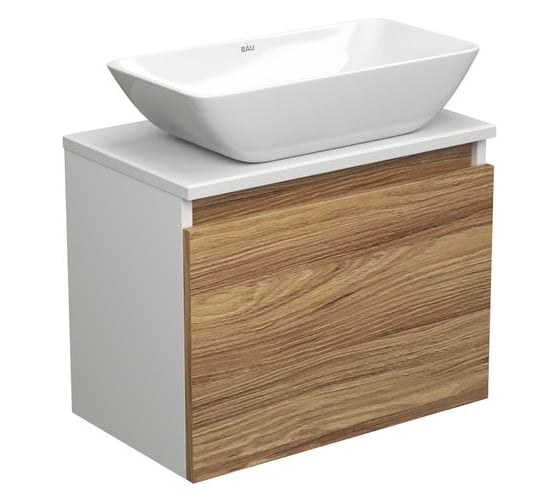 Тумба с раковиной Bauedge (тумба подвесная под раковину Bau Dream Blackwood 50 + раковина чаша накладная BAU Spectrum mini 47x24, белая) BD1599 1