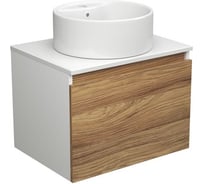 Тумба с раковиной Bauedge (тумба подвесная под раковину Bau Dream Blackwood 60 + раковина накладная BAU Element D40, с отверстием под смеситель, белая) BD1849