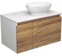 Тумба с раковиной Bauedge (тумба подвесная под раковину Bau Dream Blackwood 80 + раковина накладная овальная BAU Nimb 41x33, белая) BD1809