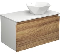 Тумба с раковиной Bauedge (тумба подвесная под раковину Bau Dream Blackwood 80 + раковина накладная на столешницу BAU Crystal 40x40, белая) BD1819
