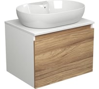 Тумба с раковиной Bauedge (тумба подвесная Bau Dream Blackwood 60 + раковина овальная накладная BAU Nimb 60x42, с отверстием под смеситель, белая) BD2528