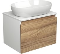 Тумба с раковиной Bauedge (тумба подвесная Bau Dream Blackwood 60 + раковина санфаянс накладная овальная BAU Nimb 59x40, белая) BD2487