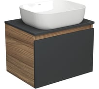 Тумба с раковиной Bauedge (тумба подвесная Bau Dream Blackwood 60, графит + раковина накладная прямоугольная BAU Stil Pro 50x40) BD2441