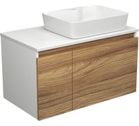 Тумба с раковиной Bauedge (тумба подвесная под раковину Bau Dream Blackwood 80 + раковина накладная BAU Cerama 48x37, с отверстием под смеситель, белая) BD1891