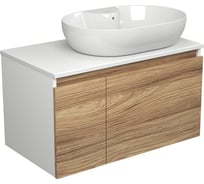 Тумба с раковиной Bauedge (тумба подвесная Bau Dream Blackwood 80 + раковина овальная накладная BAU Nimb 60x42, с отверстием под смеситель, белая) BD2605