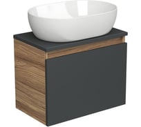 Тумба с раковиной Bauedge (тумба подвесная Bau Dream Blackwood 50 графит + раковина санфаянс накладная овальная BAU Nimb 48x34, белая) BD2631