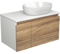 Тумба с раковиной Bauedge (тумба подвесная Bau Dream Blackwood 80 + раковина санфаянс накладная овальная BAU Nimb 48x34, белая) BD2544