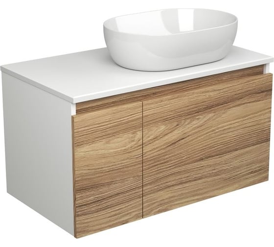 Тумба с раковиной Bauedge (тумба подвесная Bau Dream Blackwood 80 + раковина санфаянс накладная овальная BAU Nimb 48x34, белая) BD2544 1