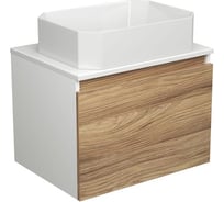 Тумба с раковиной Bauedge (тумба подвесная Bau Dream Blackwood 60 + раковина санфаянс накладная прямоугольная BAU Hotel 51x37, белая) BD2477