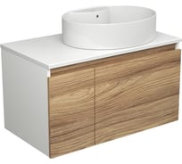 Тумба с раковиной Bauedge (тумба подвесная Bau Dream Blackwood 80 + раковина овальная накладная BAU Nimb 51x41, с отверстием под смеситель, белая) BD2589