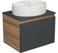 Тумба с раковиной Bauedge (тумба подвесная Bau Dream Blackwood 60 графит + раковина овальная накладная BAU Nimb 51x41, с отверстием под смеситель, белая) BD2676