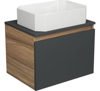 Тумба с раковиной Bauedge (тумба подвесная Bau Dream Blackwood 60 графит + раковина санфаянс накладная прямоугольная BAU Hotel 51x37, белая) BD2641