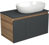 Тумба с раковиной Bauedge (тумба подвесная Bau Dream Blackwood 80 графит + раковина санфаянс накладная овальная BAU Nimb 59x40, белая) BD2728