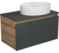 Тумба с раковиной Bauedge (тумба подвесная Bau Dream Blackwood 80 графит + раковина овальная накладная BAU Nimb 51x41, с отверстием под смеситель, белая) BD2753