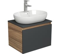 Комплект для ванной Bauedge 3 предмета (тумба подвесная Bau Blackwood 60 графит + раковина BAU 60x42, с отв. под см-ль, смеситель Hotel Still, нерж. сталь) BD2693