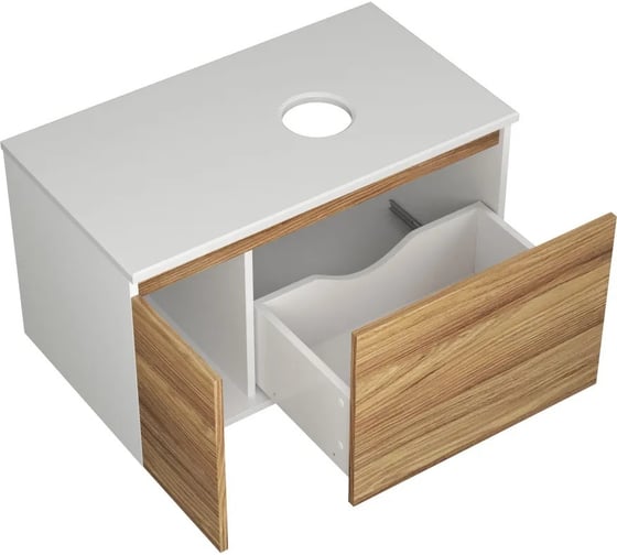 Комплект для ванной Bauedge 3 предмета (тумба подвесная Bau Blackwood 80 + раковина BAU 51x41, с отв. под см-ль, смеситель Hotel Still, нерж. сталь) BD2590