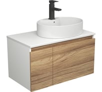 Комплект для ванной Bauedge 3 предмета (тумба подвесная Bau Blackwood 80 + раковина BAU 51x41, с отв. под см-ль, смеситель Hotel Black, черный) BD2591