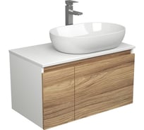 Комплект для ванной Bauedge 3 предмета (тумба подвесная Bau Blackwood 80 + раковина BAU 59x40, смеситель высокий Hotel Still, нерж. сталь) BD2565