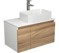 Комплект для ванной Bauedge 3 предмета (тумба подвесная Bau Blackwood 80 + раковина BAU Hotel 51x37, смеситель высокий Hotel Still, нерж. сталь) BD2555